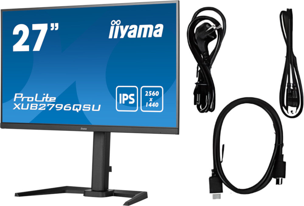 Monitor IIYAMA ProLite XUB2796QSU-B5 opakowanie Zawartość akcesoria kable dodatki