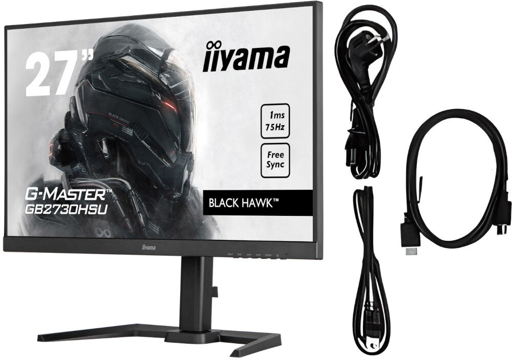 Monitor IIYAMA G-Master GB2730HSU-B5 opakowanie zawartość zestaw akcesoria kable