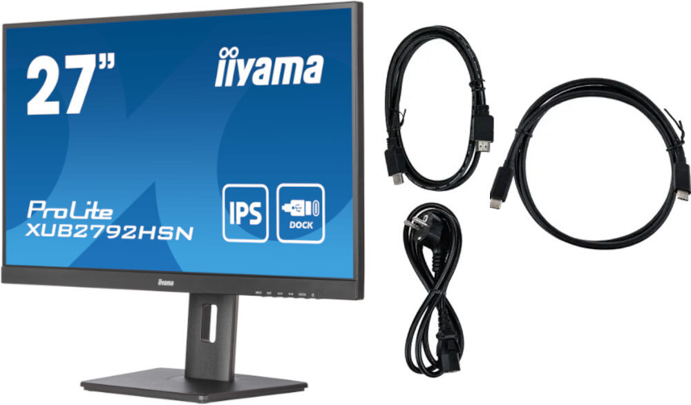 Monitor IIYAMA ProLite XUB2792HSN-B5 opakowanie Zawartość akcesoria kable dodatki
