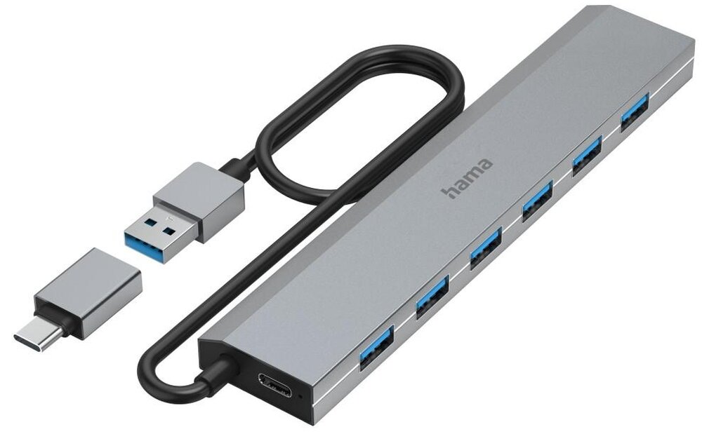 Hub HAMA 200137 zestaw zastosowanie gniazda adapter szybkość odstępy gniazda zasilacz stabilność