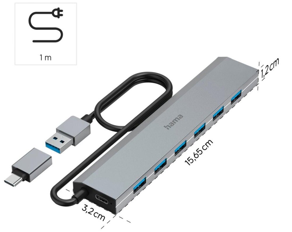 Hub HAMA 200137 zestaw zastosowanie gniazda adapter szybkość odstępy gniazda zasilacz stabilność