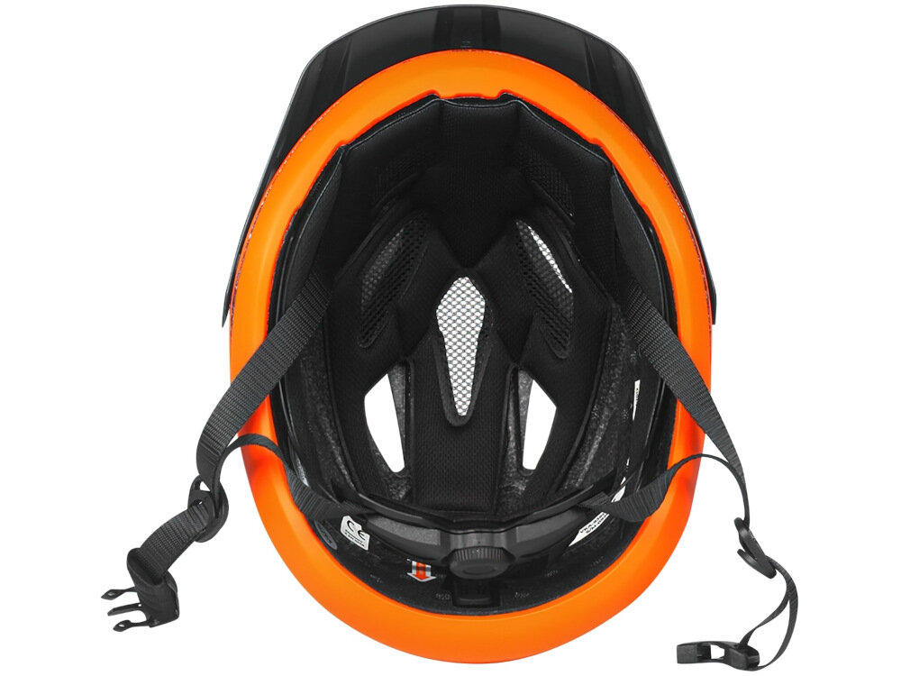 Kask rowerowy VÖGEL VKA-936OG Pomarańczowo-czarny MTB (rozmiar S-M) technologia In-Mold waga 285 g otwory wentylacyjne bardzo dobra cyrkulacja i wentylacja powietrza wnęgtrze z miękkiej pianki i styropianu EPS nie powoduje ucisku głowy i dyskomfortu