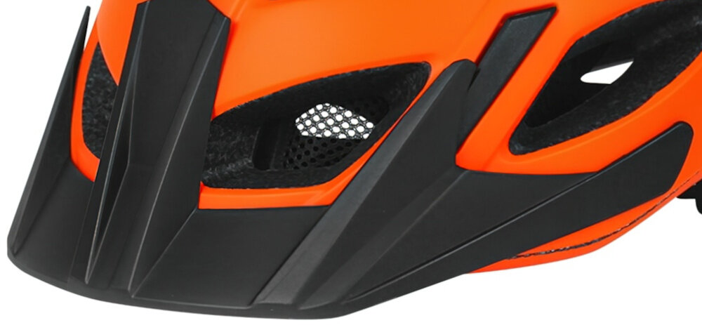 Kask rowerowy VÖGEL VKA-936OG Pomarańczowo-czarny MTB (rozmiar S-M) niewielki daszek chroni twarz