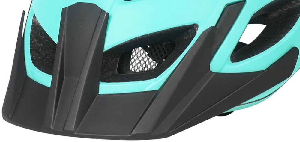 Kask rowerowy VÖGEL VKA-936TR Lazurowo-czarny MTB (rozmiar M-L) niewielki daszek chroni twarz