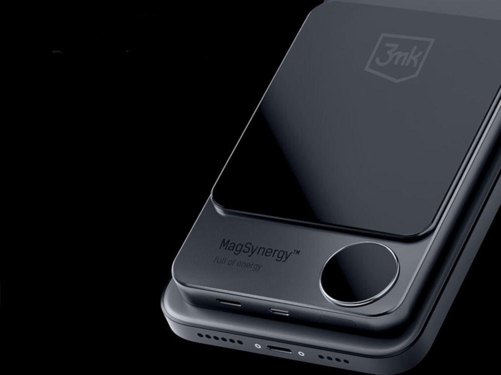 Powerbank 3MK MagSynergy 10000mAh Czarny MagSafe wyświetlacz Pass Through Power Delivery