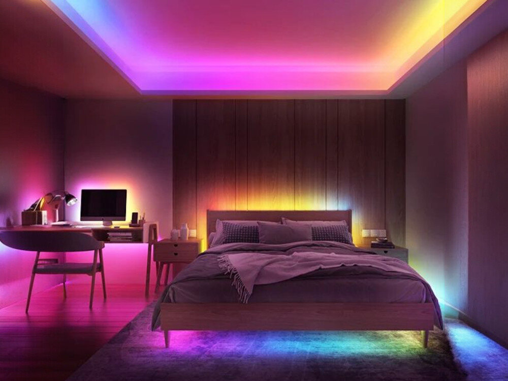 Taśma LED GOVEE H618A 5 m Wi-Fi/Bluetooth, montaż, samoprzylepna, box, elastyczna, taśma LED oświetla pokój sypialniany