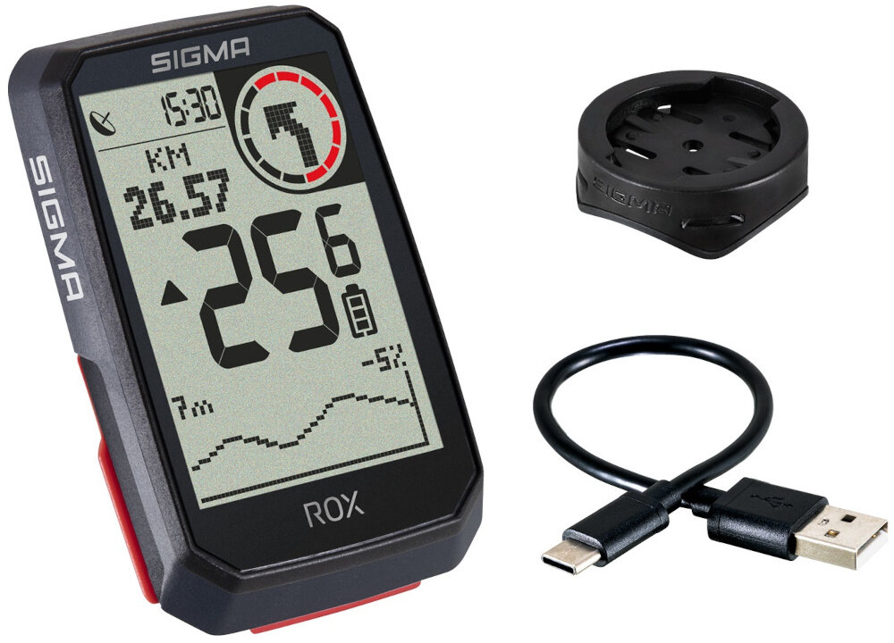 Licznik rowerowy SIGMA GPS ROX 4.0 Bezprzewodowy Czarny zestaw