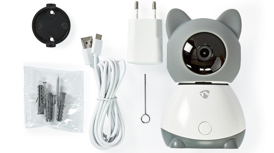 Niania elektroniczna NEDIS WIFICI30CGY zestaw akcesoria komplet wyposazenie