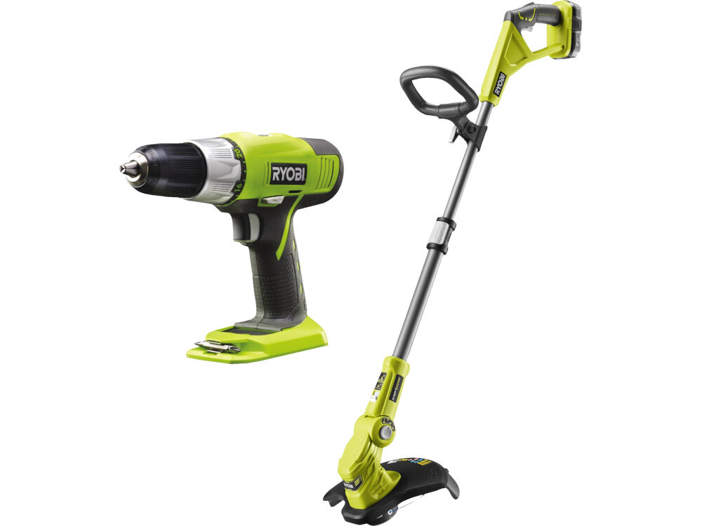 Zestaw elektronarzędzi RYOBI ONE+ RLT1832CD3HS zestaw podkaszarka RLT1832 wiertarko-wkretarka R18DD3-0 do pracy w domu i w ogrodzie