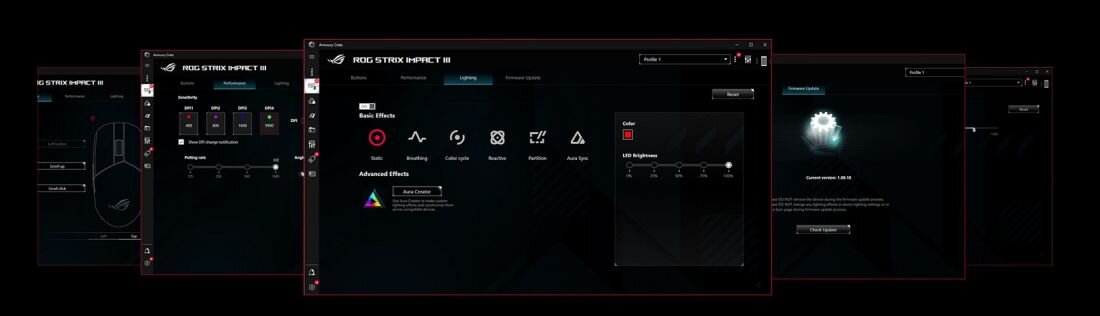 Mysz ASUS ROG Strix Impact III - Armoury Crate