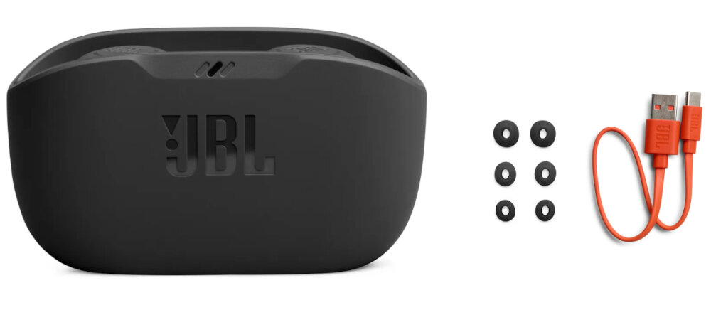 Słuchawki dokanałowe JBL Wave Buds konstrukcja brzmienie technologia bezprzewodowa komunikacja wyposażenie JBL czas pracy etui ładujące