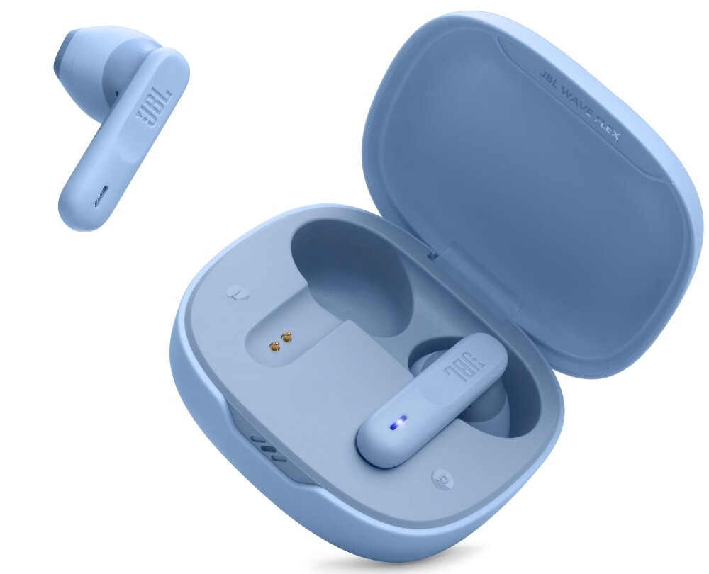 Słuchawki douszne JBL Wave Flex konstrukcja brzmienie technologia bezprzewodowa komunikacja wyposażenie JBL czas pracy etui ładujące
