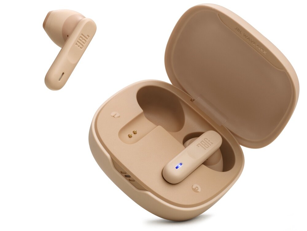Słuchawki douszne JBL Wave Flex konstrukcja brzmienie technologia bezprzewodowa komunikacja wyposażenie JBL czas pracy etui ładujące
