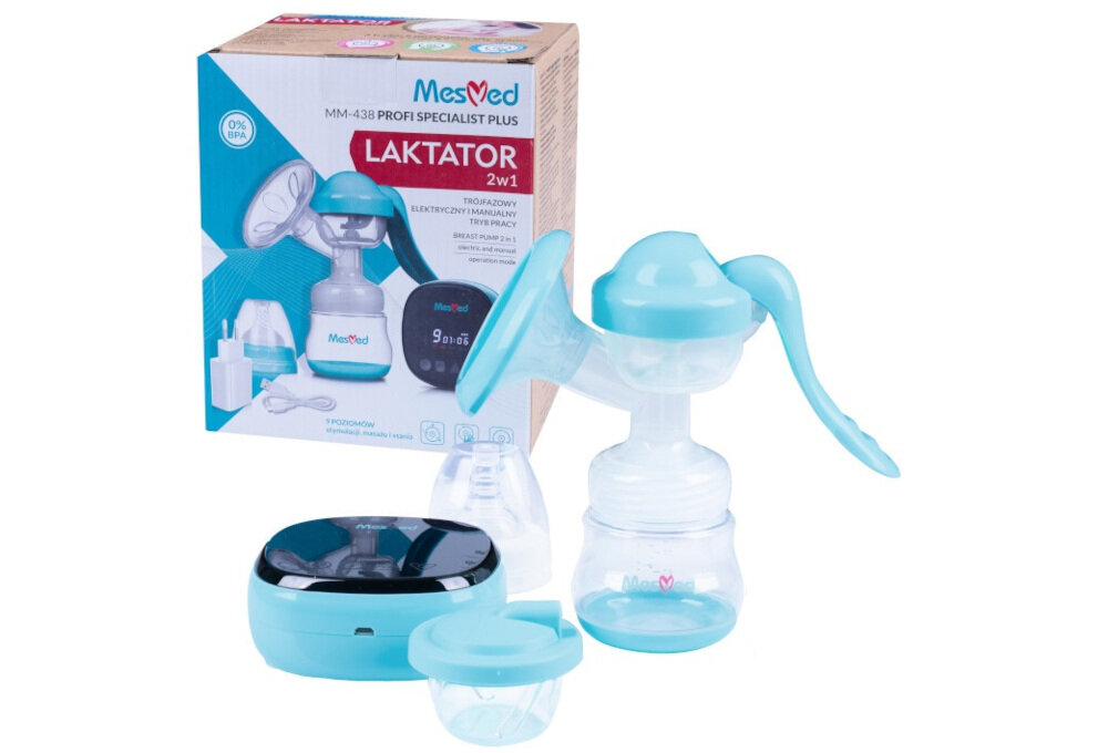 Laktator MESMED MM-438 Profi Specialist Plus 2w1 Komfort Użytkowania Miękka wkładka masująca dopasowanie odciąganie mleko komfort pozycja wygoda użytkowanie