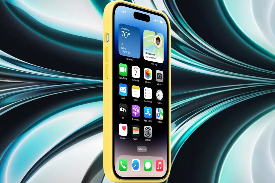 Etui APPLE Silicone Case MagSafe do iPhone 14 Pro Max Słoneczny gładki miękki wyściółka mikrofibra styl