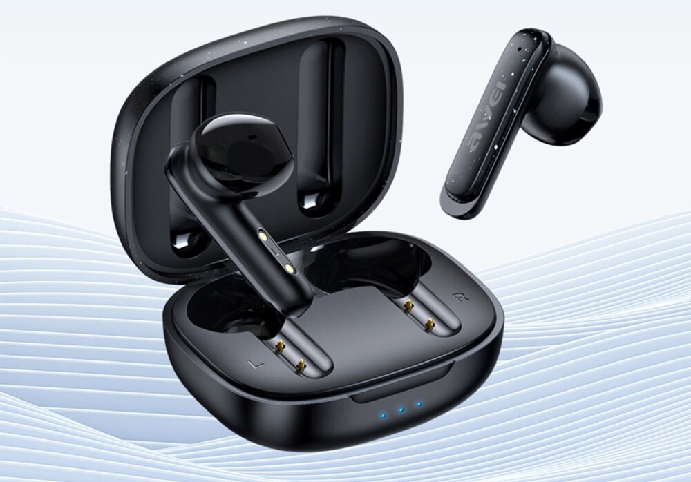 Słuchawki douszne AWEI T66 Czarny design komfort lekkość dźwięk jakość wrażenia słuchowe ergonomia lekkość sport aktywność podróże czas pracy działanie akumulator