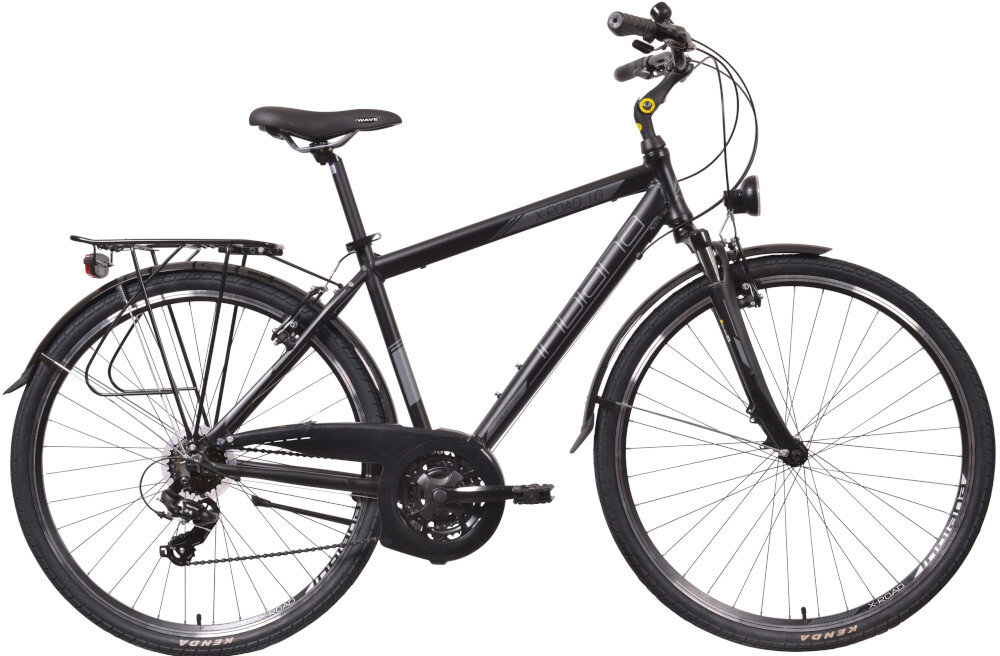 Rower trekkingowy INDIANA X-Road 1.0 M19 28 cali męski Czarny do miasta poza miasto dla kobiet do jazdy po asfalcie po nieutwardzonych drogach trekkingowa geometria