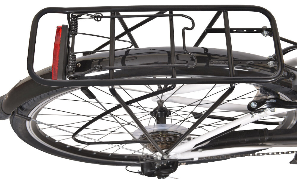 Rower trekkingowy INDIANA X-Road 1.0 D15 28 cali damski Biały bagażnik