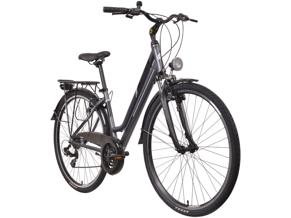 Rower trekkingowy INDIANA X-Road 1.0 D19 28 cali damski Ciemnoszary do miasta poza miasto dla kobiet do jazdy po asfalcie po nieutwardzonych drogach trekkingowa geometria