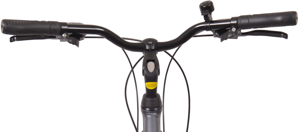 Rower trekkingowy INDIANA X-Road 1.0 D19 28 cali damski Ciemnoszary kierownica marki PROMAX lekka aluminiowy wspornik można regulować manetki antypoślizgowy materiał dzwonek