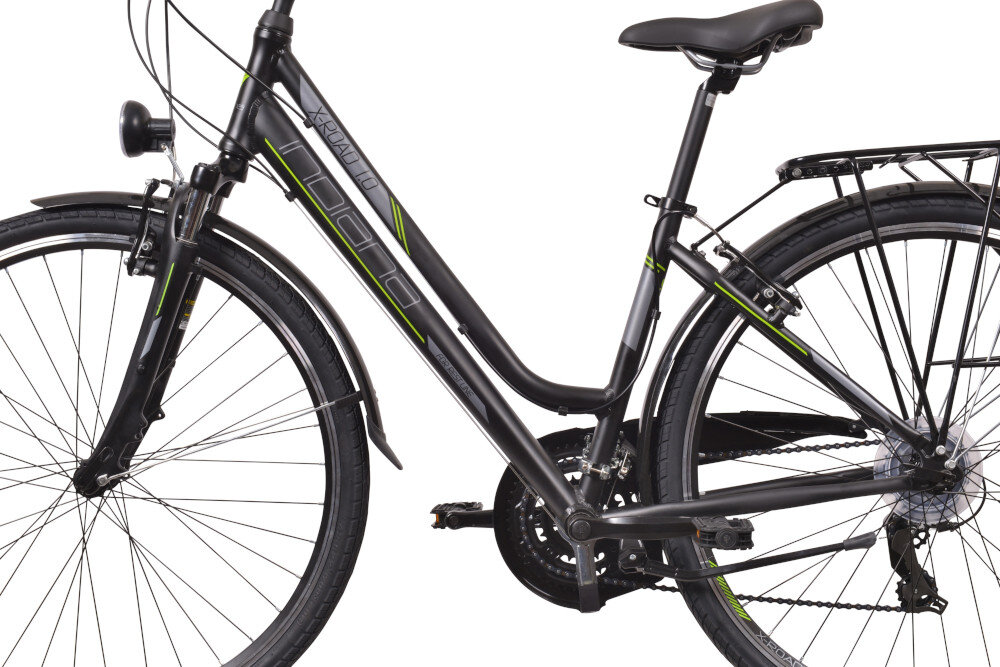 Rower trekkingowy INDIANA X-Road 1.0 Czarny 28 cali damski rama aluminiowa 15-calowa rower lekki zwinny odporny na korozję w czarnym kolorze wybór rozmiaru ramy Twój wzrost mierzony w zrelaksowanej pozycji typ roweru dla osób o wzroście od 165 do 174 cm 