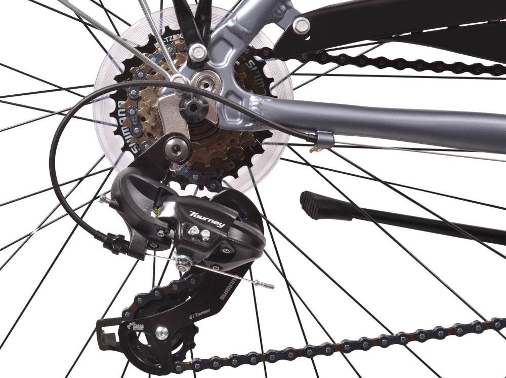 Rower trekkingowy INDIANA X-Road 1.0 M23 28 cali męski Szary 21 biegów przerzutki przednie tylne marki SHIMANO Tourney duża wytrzymałość sprawne działanie płynna zmiana biegów