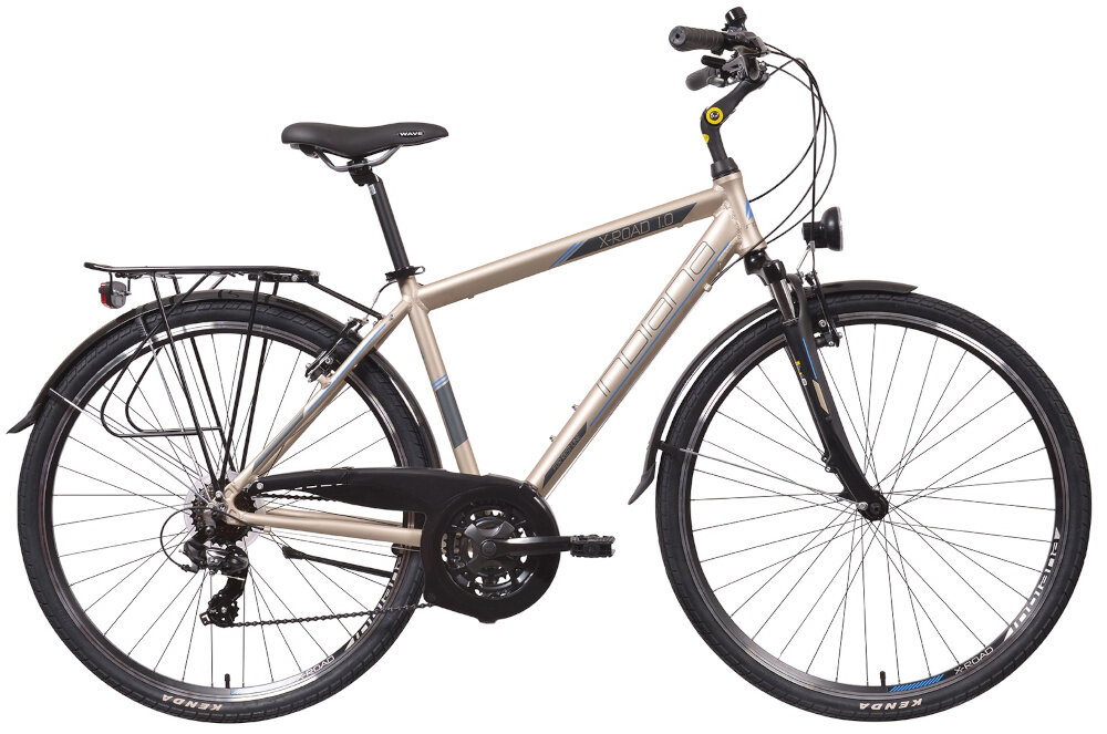 Rower trekkingowy INDIANA X-Road 1.0 M19 28 cali męski Piaskowy do miasta poza miasto dla mężczyzn gwarancja komfortu jazd po asfalcie po nieutwardzonych drogach trekkingowa geometria jazda w naturalnej wyprostowanej pozycji