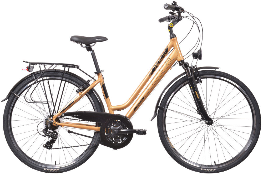 Rower trekkingowy INDIANA X-Road 1.0 D19 28 cali damski Ciemnobrązowy do miasta poza miasto po asfalcie po nieutwardzonych drogach dla kobiet trekkingowa geometria