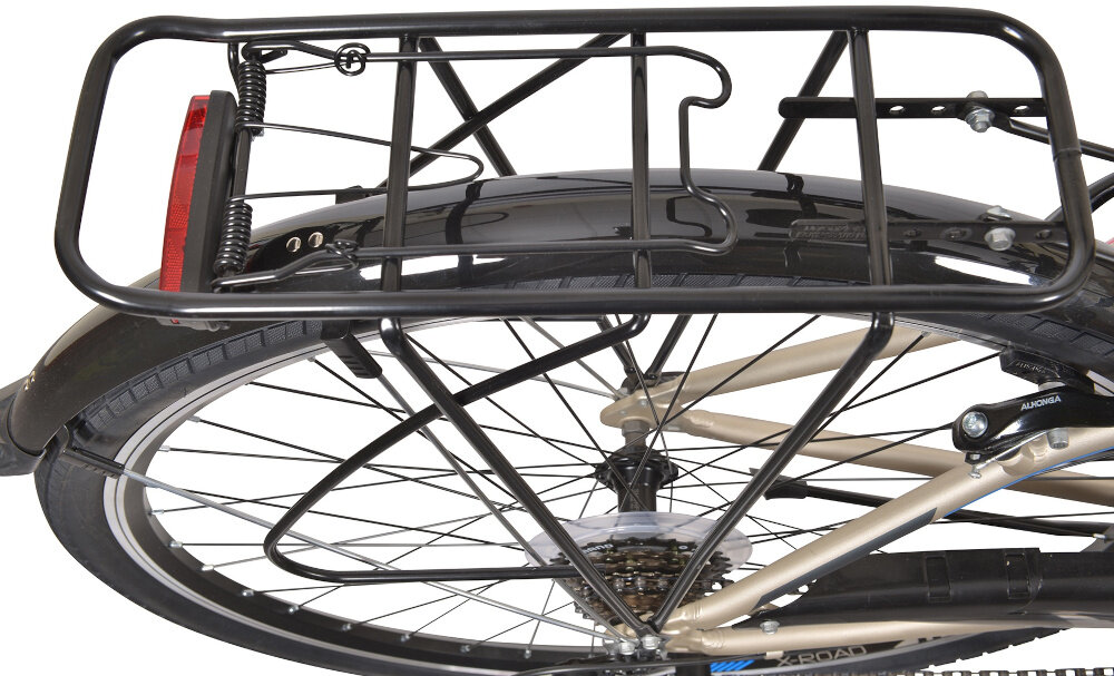 Rower trekkingowy INDIANA X-Road 1.0 M23 28 cali męski Piaskowy bagażnik do przewożenia potrzebnych rzeczy