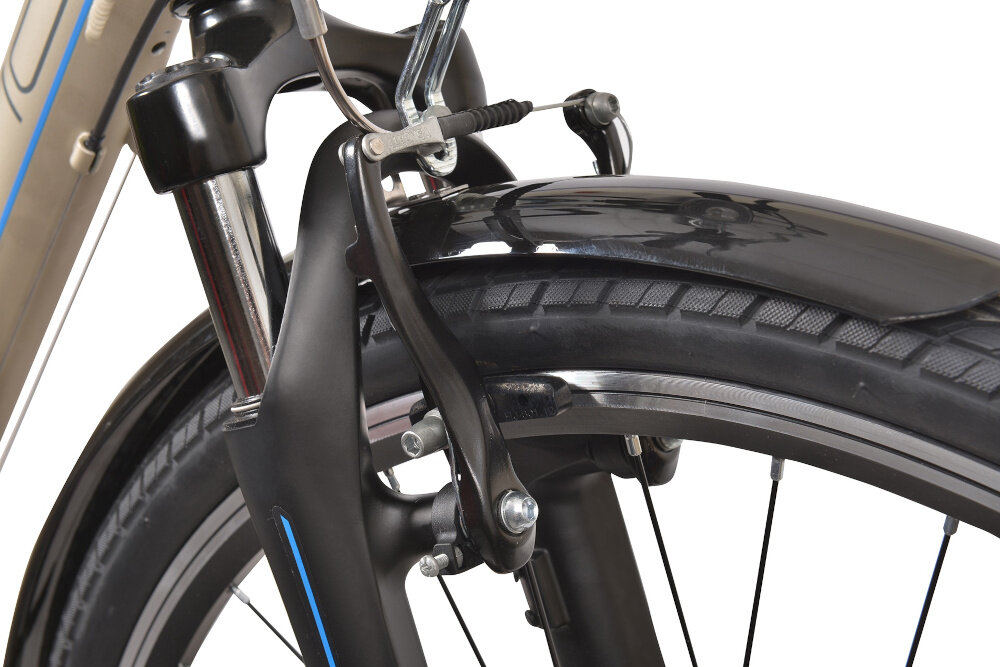 Rower trekkingowy INDIANA X-Road 1.0 M23 28 cali męski Piaskowy hamulce V-Brake przednie tylne lekkie duża siła hamowania