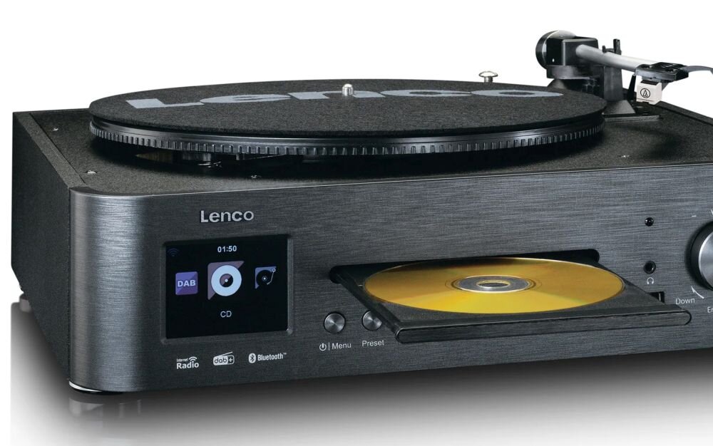 Wieża z gramofonem LENCO MC-460BK funkcje muzyka port multiroom