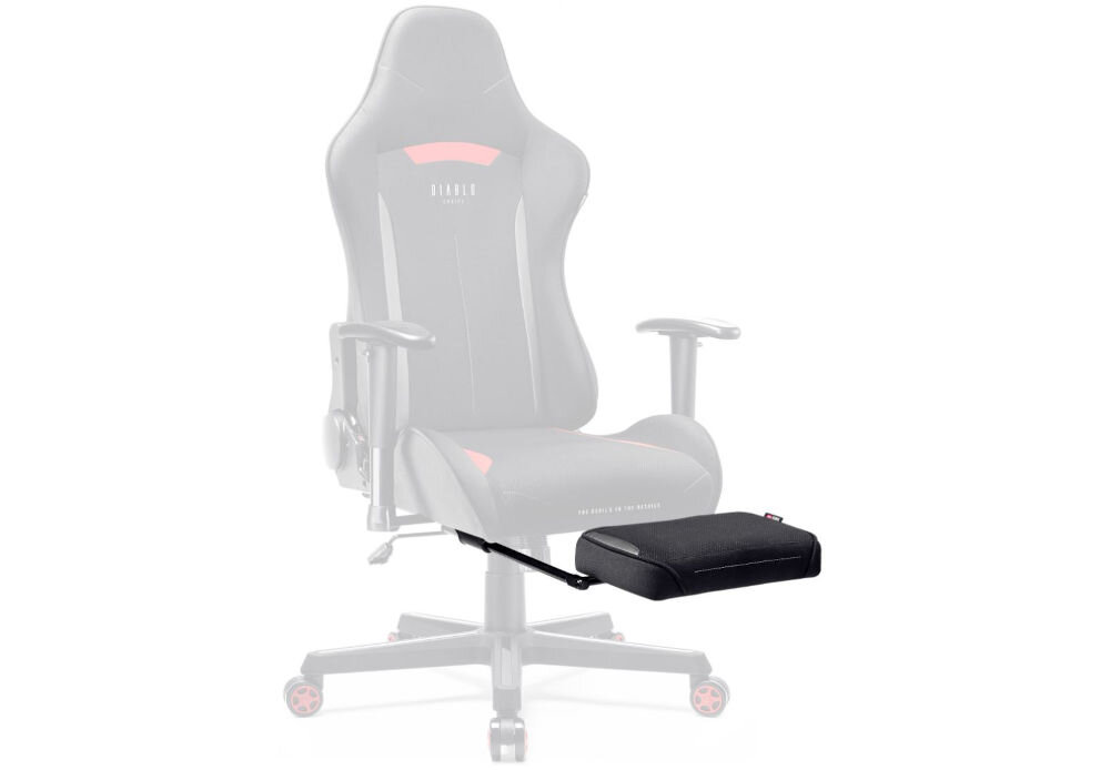 Podnóżek DIABLO CHAIRS St4rter Footrest prezentacja podnóżka połączonego z fotelem ze zmniejszonym kryciem na białym tle komfortowe uzupełnienie fotela gamingowego wygoda