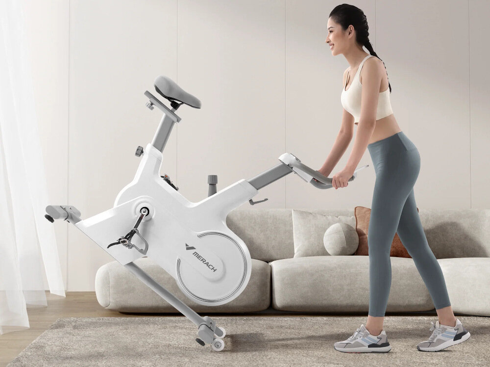 Rower spinningowy MERACH MR-667KXD-W0 kółka transportowe waga 31 kg
