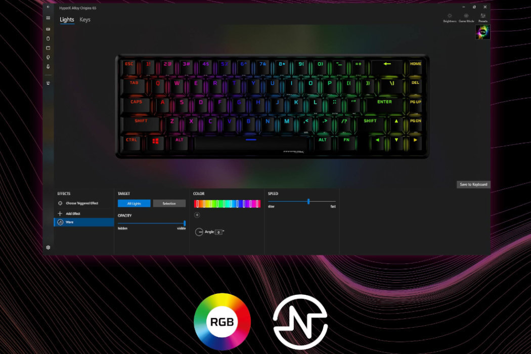 Klawiatura HYPERX Alloy Origins Red wyposażenie tryb klawisze zabawa pamięć regulacja dynamika podświetlenie trwałość