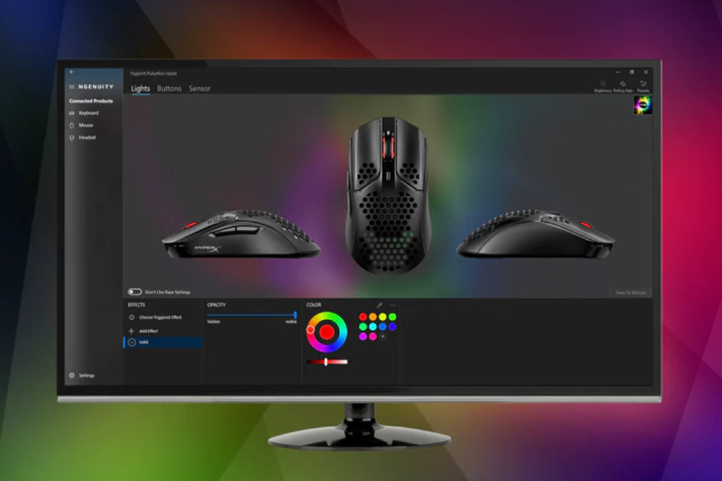 Mysz HYPERX Pulsefire Surge platformy szybkość precyzja czujnik personalizacja rolki