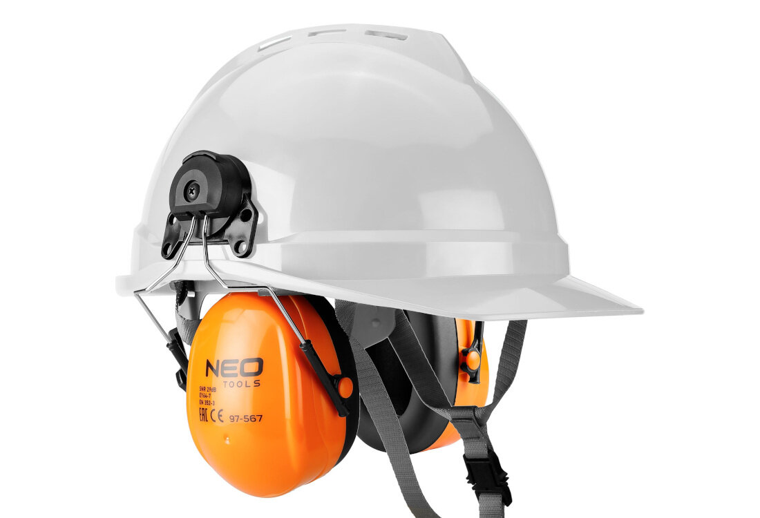 Nauszniki ochronne NEO TOOLS TOOLS 97-567 29 dB do hełmu Kompatybilność z kaskami Łatwy montaż warunki praca