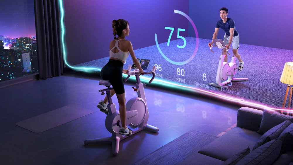 Rower spinningowy MERACH Swan wbudowany moduł Bluetooth aplikacja Zwift Kinomap na Android iOS