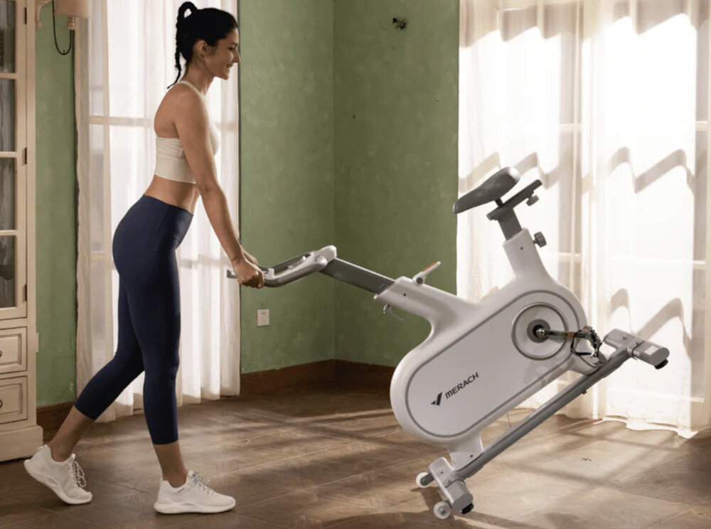 Rower spinningowy MERACH Swan kółka transportowe waga 37 kg