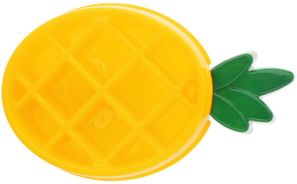 Miska dla psa i kota ZIPPYPAWS ZZPN-1925 Żółta miska w kształcie ananasa z zielonymi liśćmi na górze, posiadająca wewnętrzne wypustki w formie kratki