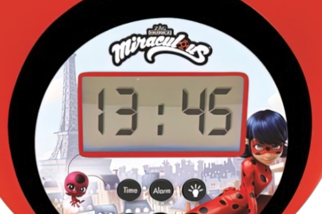 Budzik z projektorem LEXIBOOK Miraculous Biedronka i Czarny Kot - wyświetlacz