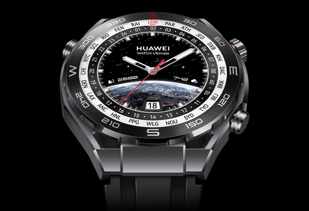 Smartwatch HUAWEI Watch Ultimate ekran bateria czujniki zdrowie sport pasek ładowanie pojemność rozdzielczość łączność sterowanie krew puls rozmowy smartfon aplikacja