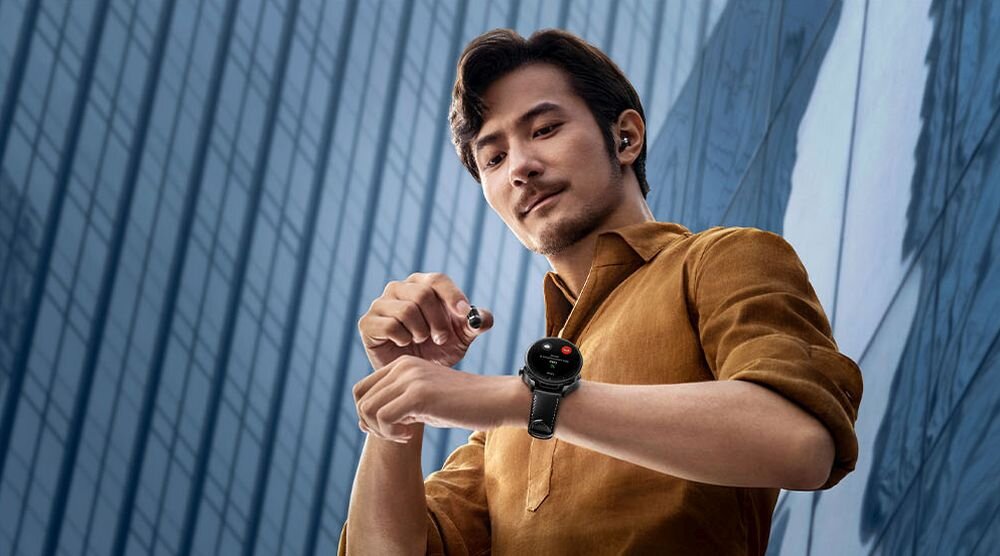 Smartwatch HUAWEI Watch Buds ekran bateria czujniki zdrowie sport pasek ładowanie pojemność rozdzielczość łączność sterowanie krew puls rozmowy smartfon aplikacja