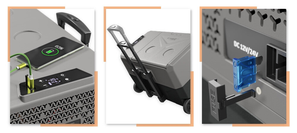 Lodowka YOLCO BX30 funkcje wbudowane gniazdro USB-C Ergonomiczny uchwyt wielopoziomowe zabezpieczenie