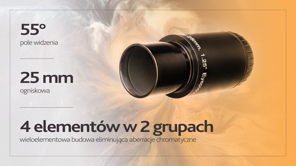 Okular LEVENHUK Ra Plössl 25 mm i dane, ogniskowa pole widzenia obraz   