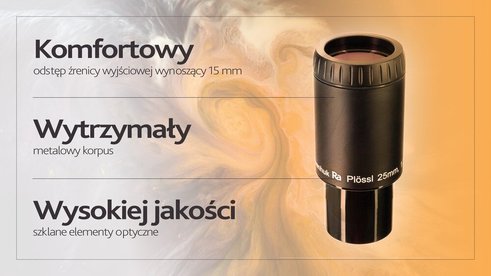 Okular LEVENHUK Ra Plössl 25 mm i cechy budowy układ optyczny szkło  