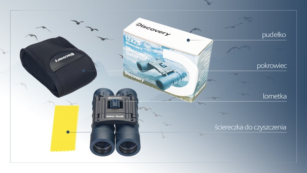 Lornetka LEVENHUK Discovery Gator 12x25 akcesoria wytrzymały pokrowiec ściera