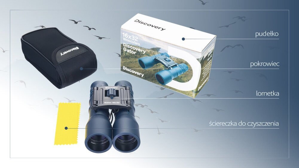 Lornetka LEVENHUK Discovery Gator 16x32 akcesoria wytrzymały pokrowiec ściera  