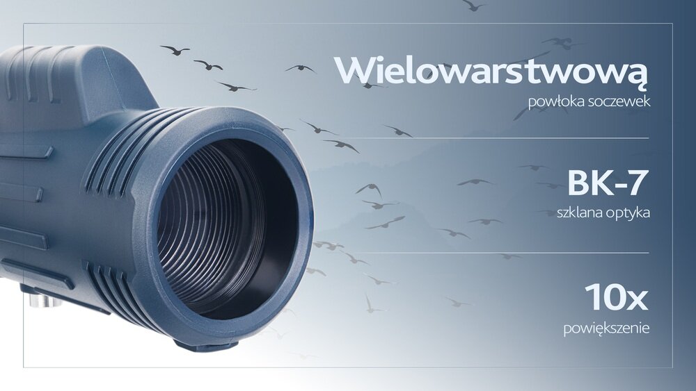 Monokular LEVENHUK Discovery Gator 10x42 i główne zalety  niewielki rozmiar BK-7 szkło pryzmaty powłoki  