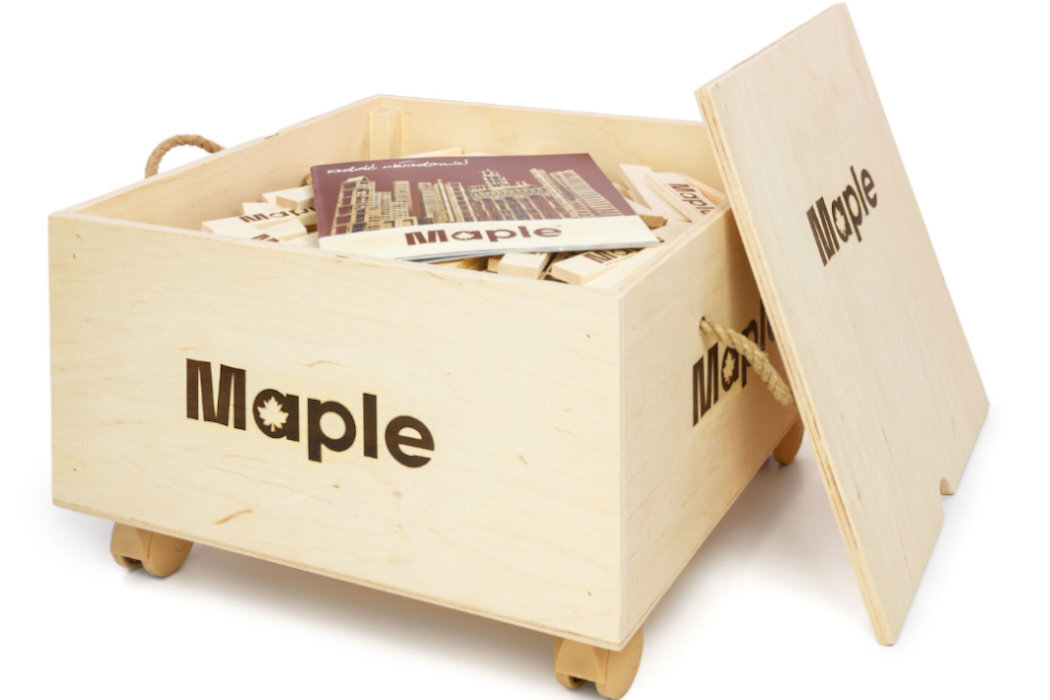 Klocki drewniane MAPLE Skrzynia SK500 zabawa wytrzymałość wyobtraźnia kratywność