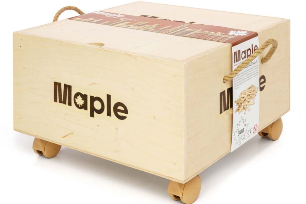 Klocki drewniane MAPLE Skrzynia SK500 zabawa wytrzymałość wyobtraźnia kratywność